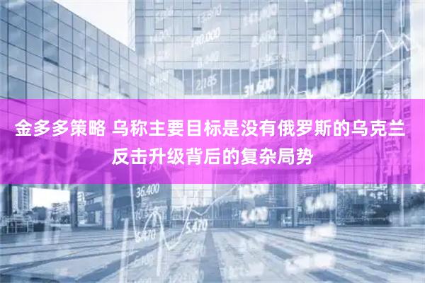 金多多策略 乌称主要目标是没有俄罗斯的乌克兰 反击升级背后的复杂局势