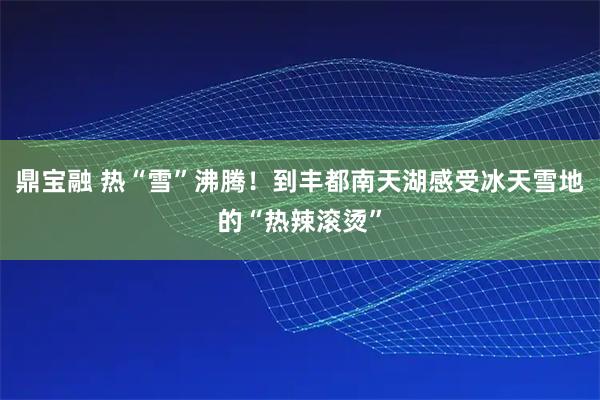 鼎宝融 热“雪”沸腾！到丰都南天湖感受冰天雪地的“热辣滚烫”